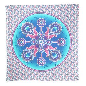 Oussum Decorative Tapestries Blue-Red Floral Print Wall Art Ceiling Décor Cover
